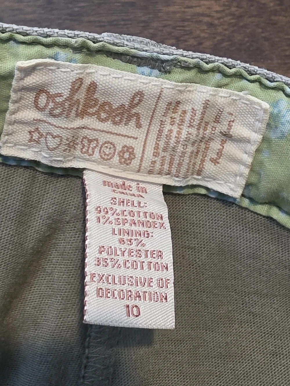 Girls Oshkosh Green Skirt Size 10 Built In Shorts